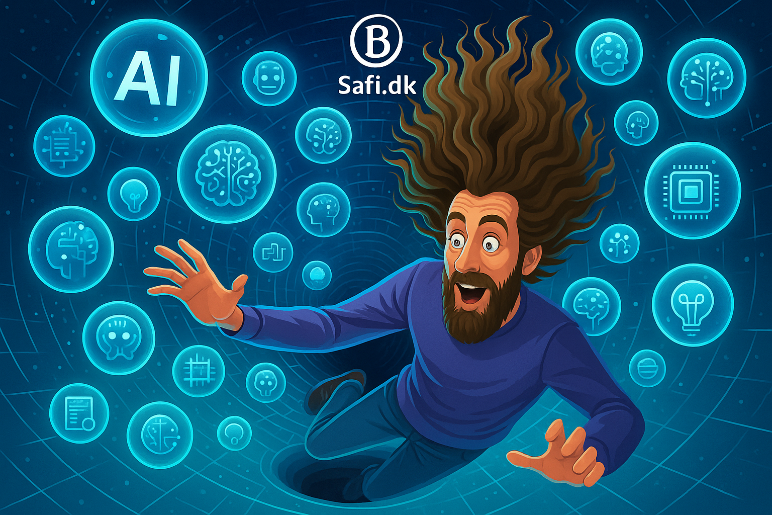 Futuristisk AI-rejse gennem et tunnel